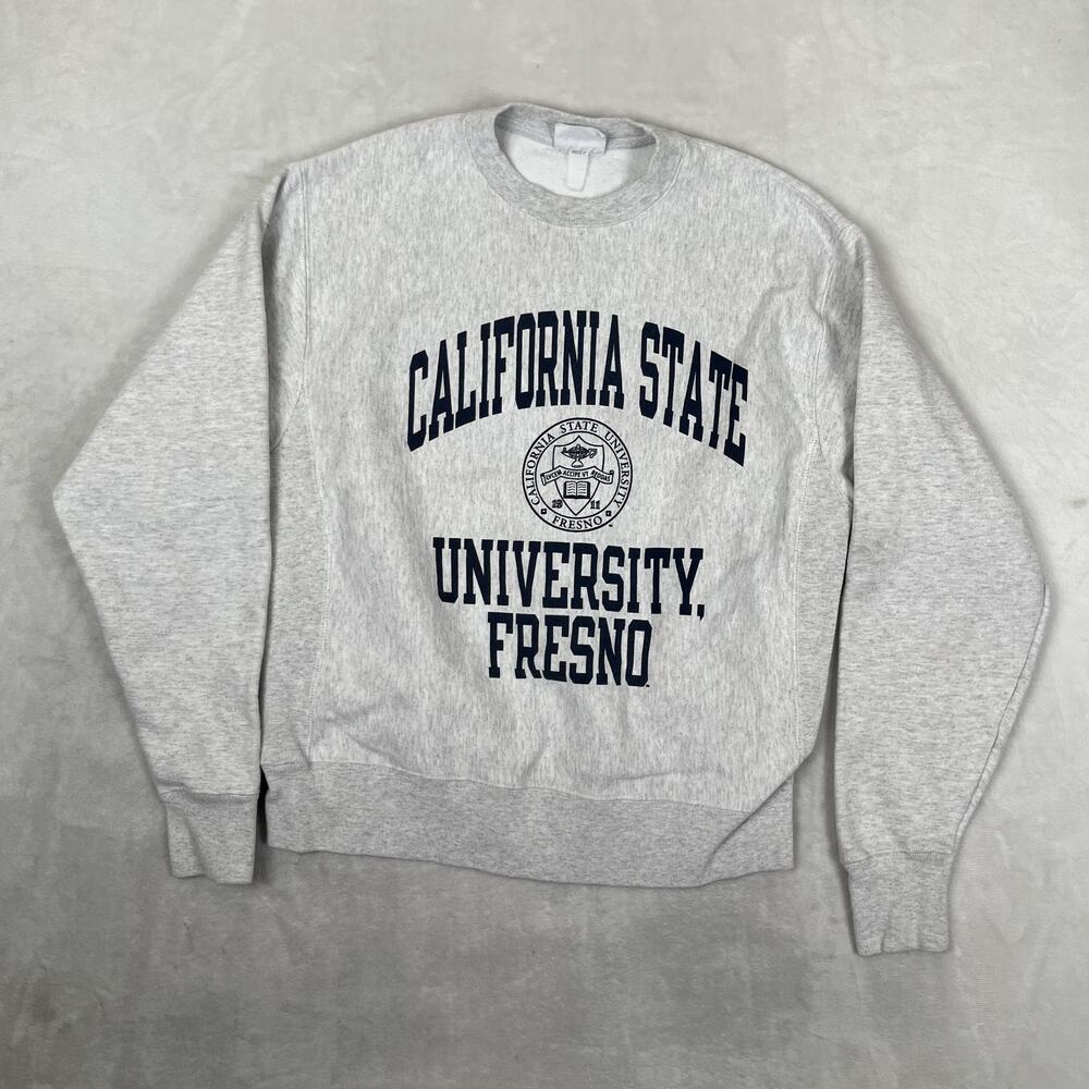 Vintage CSU Fresno State Sweatshirt Mens M Gray Crewneck Champion Reverse Weave
